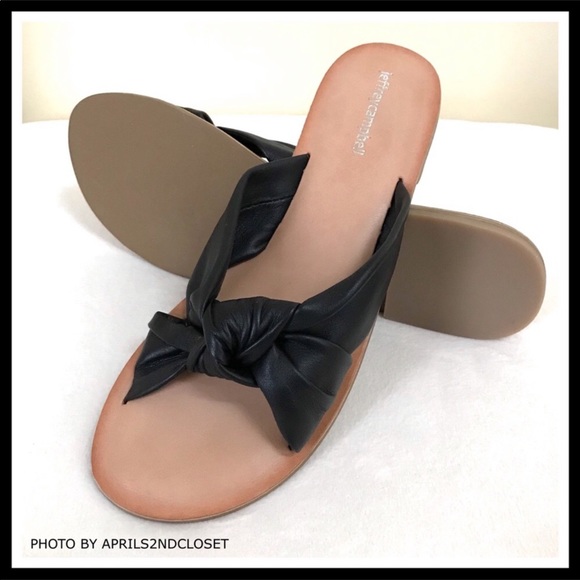 JEFFREY CAMPBELL BLACK LEATHER SLIDES SANDALS A2C - Picture 2 of 8